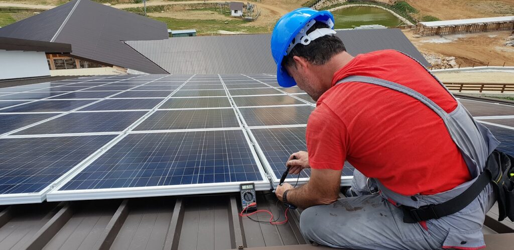 technician, solar panel, renewable